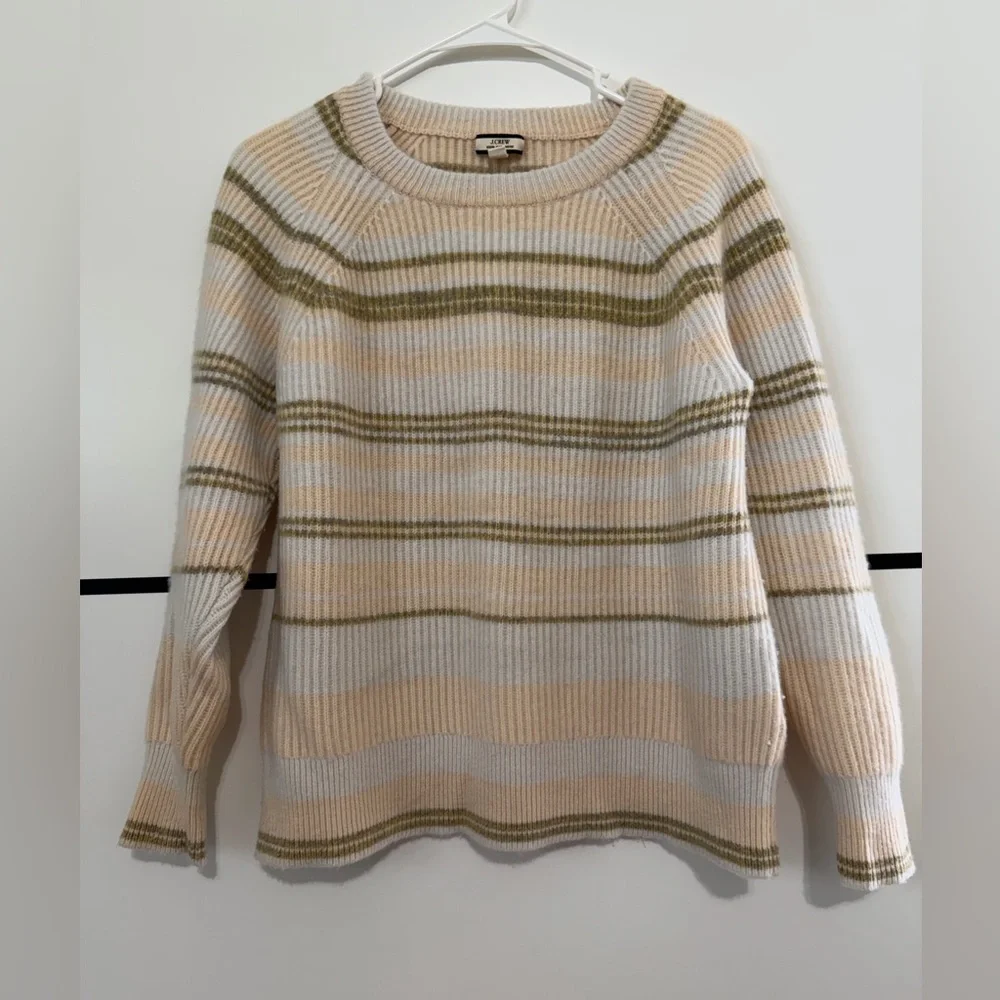 J. Crew Cashmere Ribbed Striped Crewneck Sweatshirt Women’s Size S